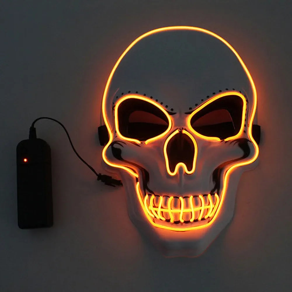 Halloween Horror Skull Mask LED Cold Light Mask LED Halloween Mask Cosplay Mask Halloween Party Decoration Luminous Skull Masks