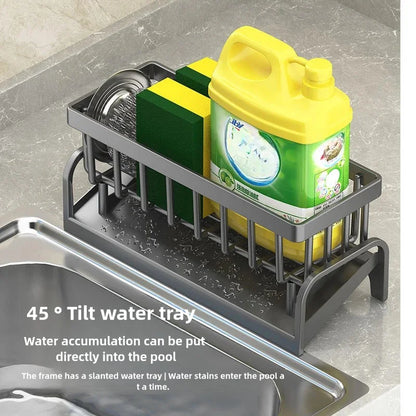 Stainless Steel Sink Organizer – Sponge Holder & Soap Drainer with Faucet Storage Rack