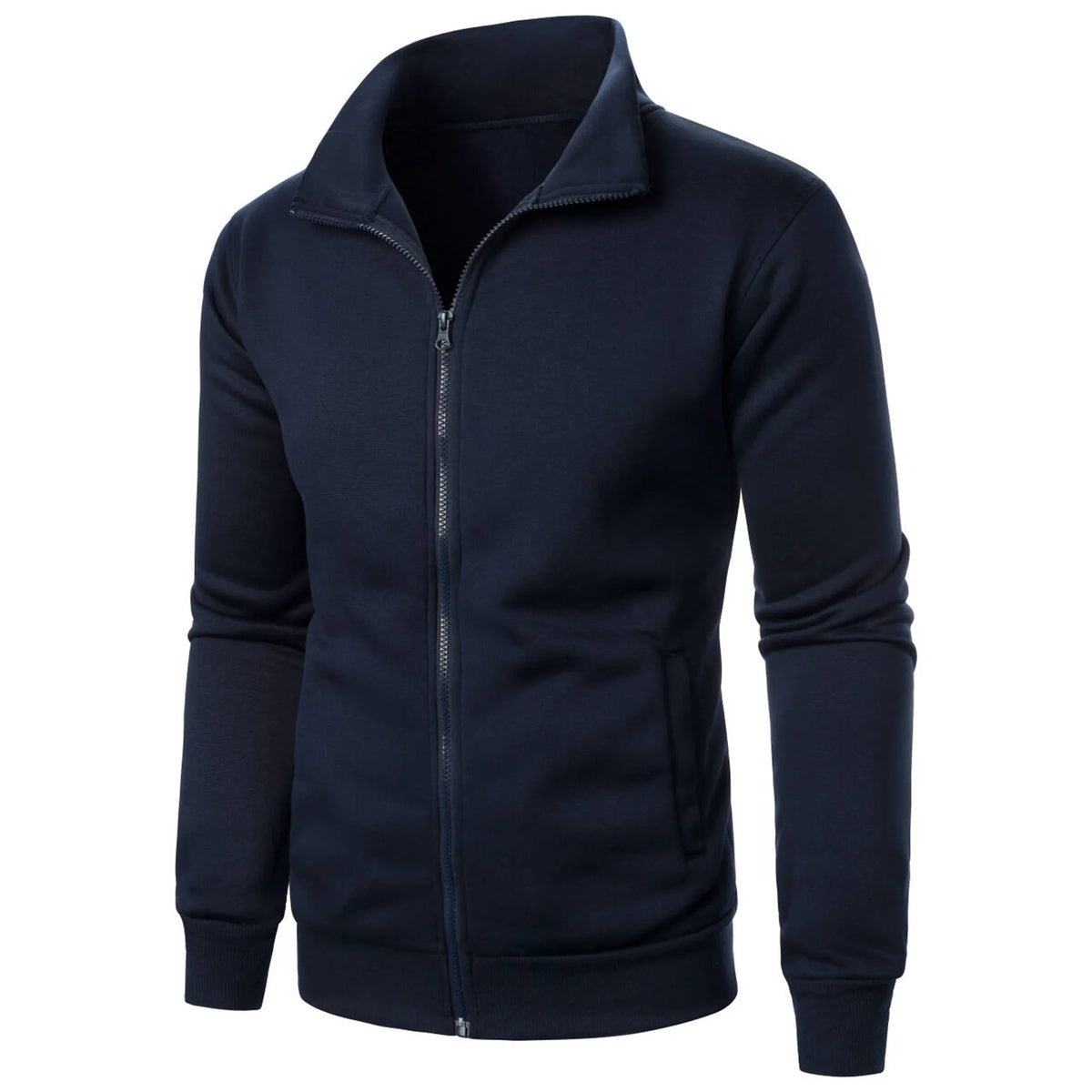Men's casual sports zipper stand up collar jacket, men's solid color top