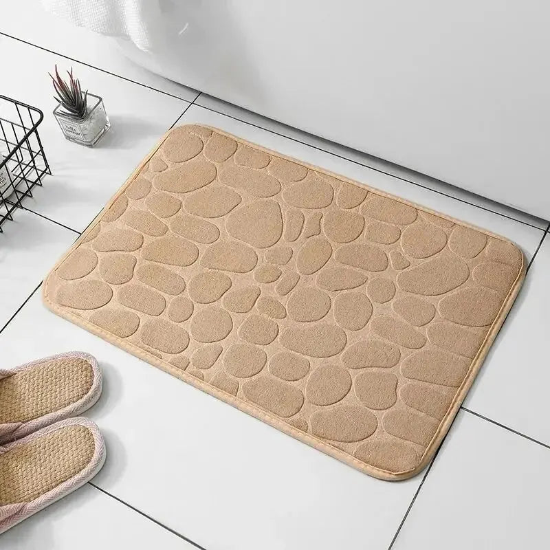 Memory Foam Bathroom Mat – Embossed Velvet Non-Slip Floor Rug for Bathroom & Living Room