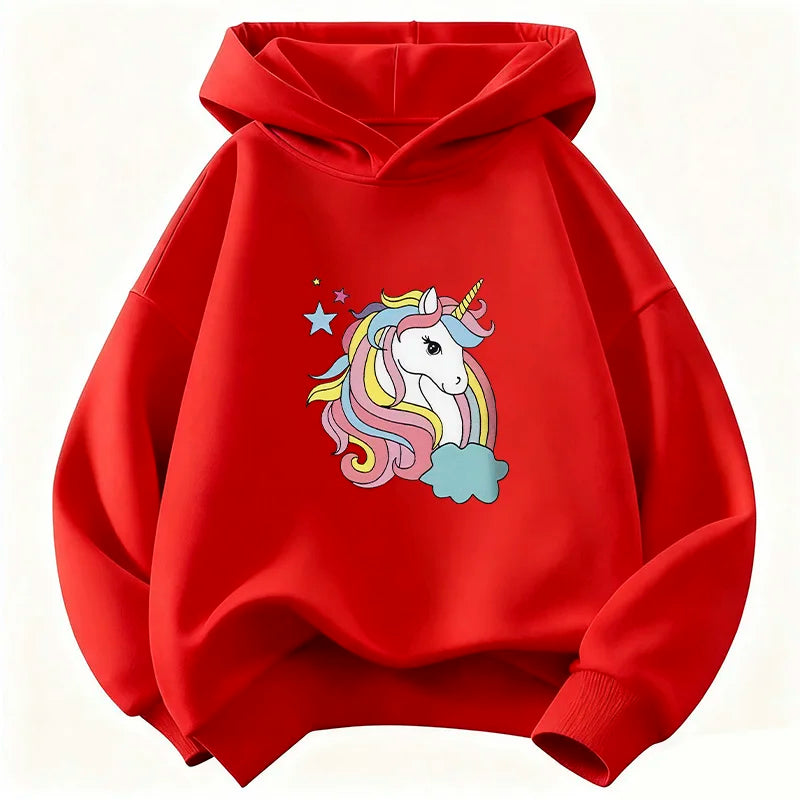 Kids' Rainbow Unicorn Hoodie Cute Unisex Pullover Sweatshirt for Boys & Girls
