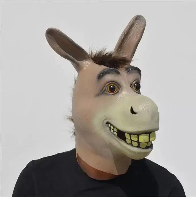 Funny Donkey Mask Masquerade Props Donkey Head Animals Masks Halloween Horror Ghost Latex Hood Adults Cosplay Costume Headgear