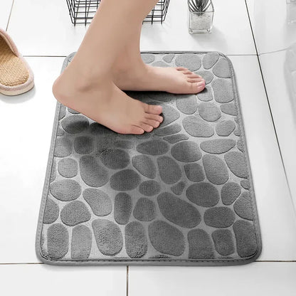 Memory Foam Bathroom Mat – Embossed Velvet Non-Slip Floor Rug for Bathroom & Living Room