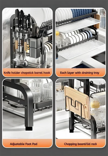 Kitchen Dish Storage Rack – Countertop Plate & Tableware Organizer Shelf for Cabinets