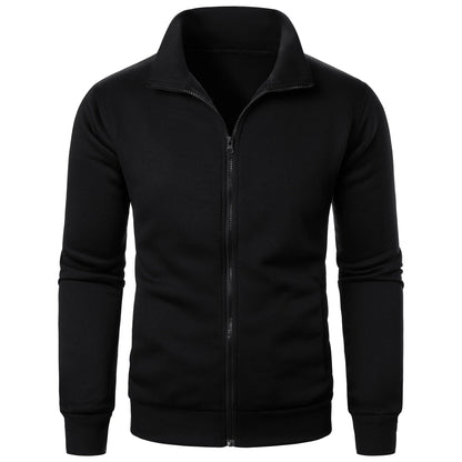 Men's casual sports zipper stand up collar jacket, men's solid color top