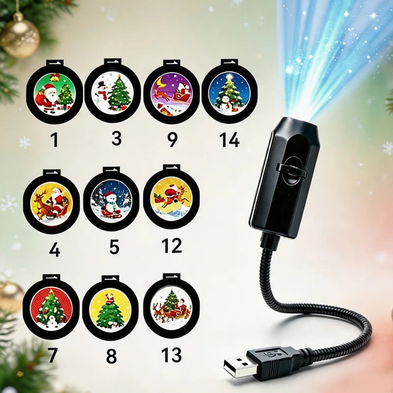 Plug-&-Play HD Christmas Projector - with 360° Rotating, 5D Holographic Night Light Projector for Room Decor Party Xmas Gifts