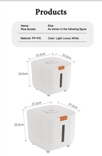 5/10kg Airtight Rice Storage Container with Measuring Cup – Moisture & Insect Proof Grain Dispenser