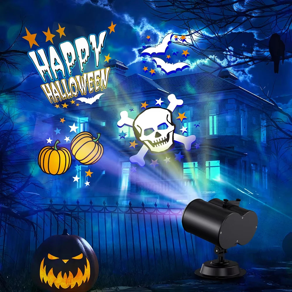 Halloween Christmas Projector Lights Outdoor, 2-in-1 Moving Pattern Landscape Lights,HD Effects Projection Light for Xmas Decor