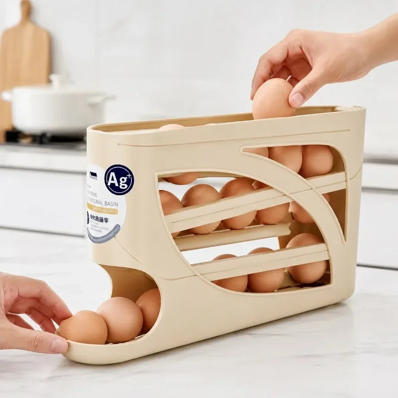 1PC Refrigerator Egg Storage Box Side Door Storage Kitchen Tool Automatic Egg Rolling Antibacterial Distribution Large Capacity