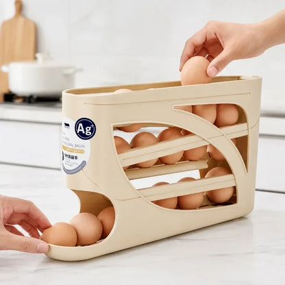 1PC Refrigerator Egg Storage Box Side Door Storage Kitchen Tool Automatic Egg Rolling Antibacterial Distribution Large Capacity