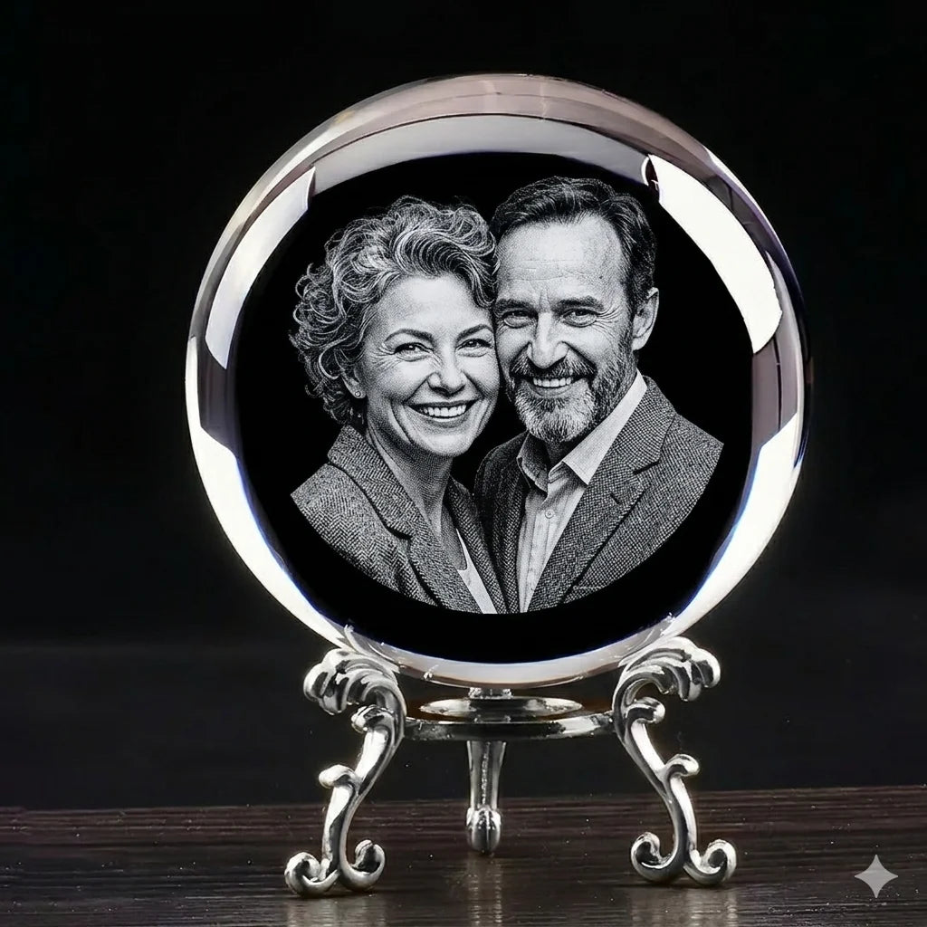 Custom Photo Crystal Ball Personalized Glass Sphere with Laser Engraving  Picture Text for Pets Baby Couple Family Wedding Gift