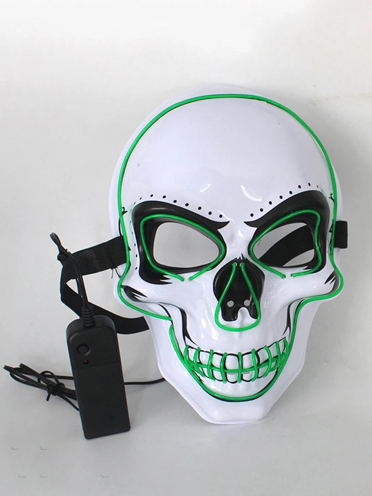 LED Skull Mask Light Up Skeleton Face Halloween Horror Costume Prop for Rave Festival Cosplay Masquerade Party Men Women Adults