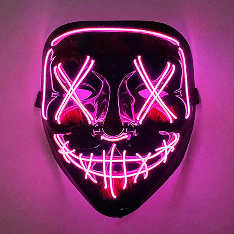 2026 Halloween Party Supplies Luminous LED Purge Mask Wireless EL Neon Light Full Face Mask Cosplay For Adult Glow In The Dark