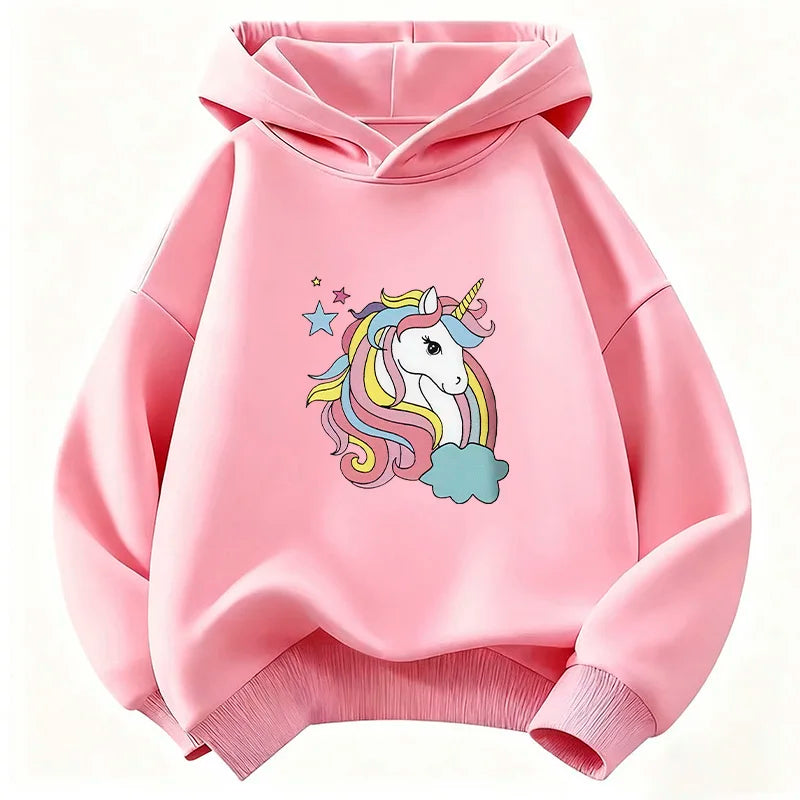 Kids' Rainbow Unicorn Hoodie Cute Unisex Pullover Sweatshirt for Boys & Girls
