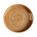 Handwoven Round Rattan Serving Tray Decorative Woven Basket Food Serving Basket for Storage Bread Fruit Breakfast Snacks