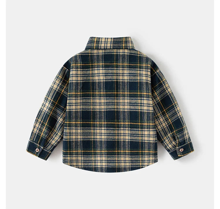 New Children's Clothes  Kids Shirts With Collar Boys' Cotton Long Sleeved Baby Clothing Casual Top Plaid Blouse for Boys 2-7Y