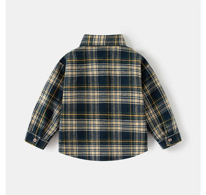New Children's Clothes  Kids Shirts With Collar Boys' Cotton Long Sleeved Baby Clothing Casual Top Plaid Blouse for Boys 2-7Y