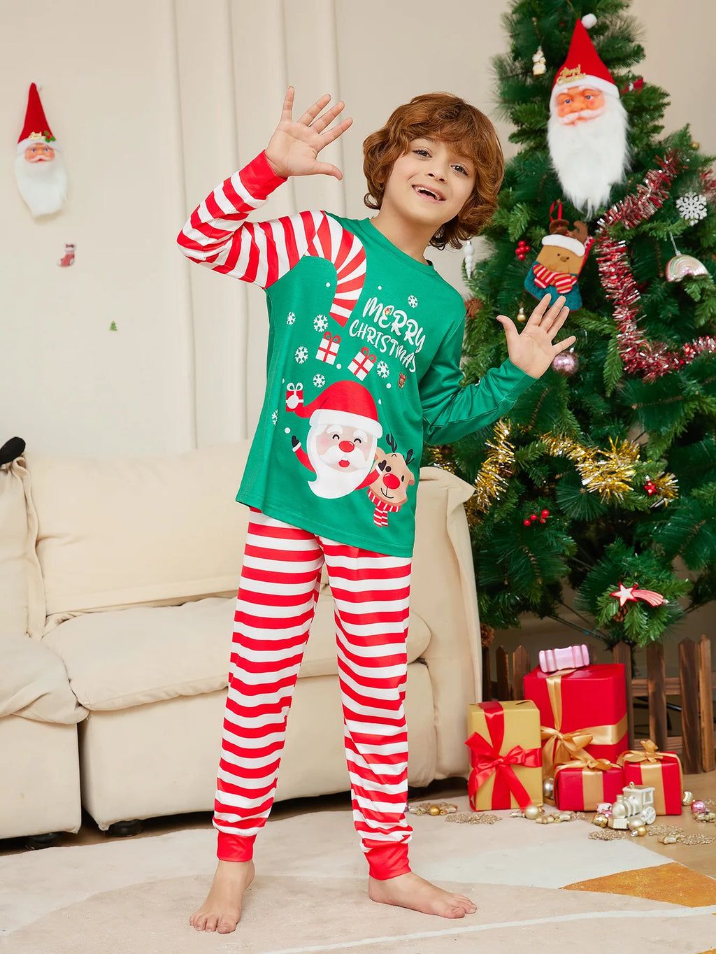 New Xmas Look Family Matching Pajamas Set for Christmas Full Sleeve 2 Pieces Suit Sleepwear Adults Kids Clothing Soft Loungewear