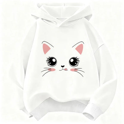 Kids' Kawaii Cat Pullover Hoodie for Boys & Girls