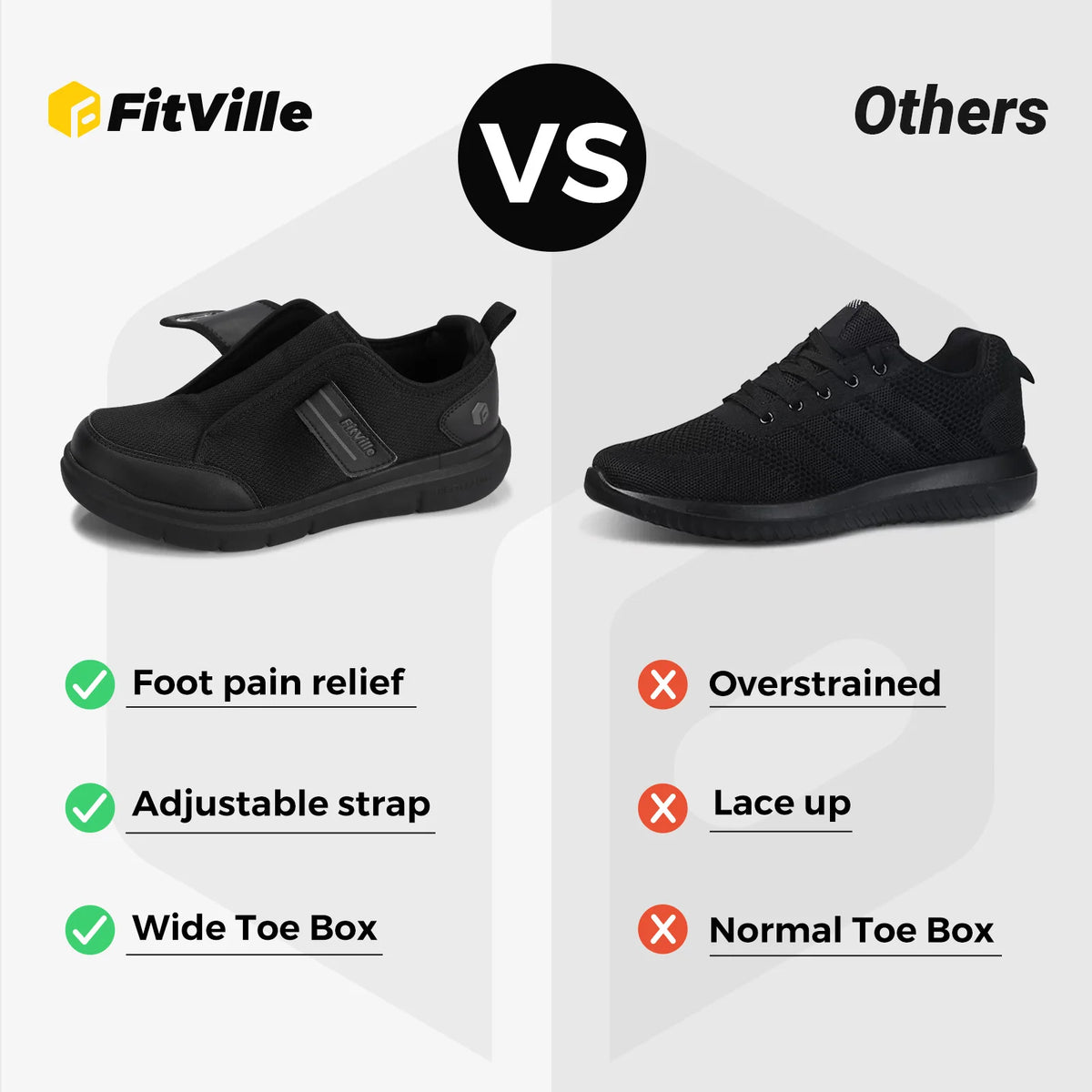 FitVille Diabetic Shoes for Men Extra Wide Hook