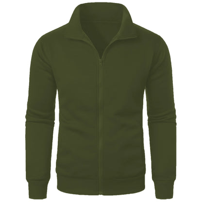 Men's casual sports zipper stand up collar jacket, men's solid color top