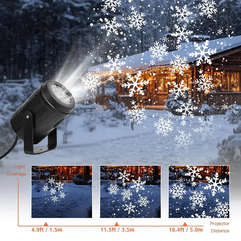 Snowflake Projector Lights Christmas Decoration Outdoor/Indoor USB Rotating Snowflake Ambient Light for Festive Party Xmas Decor
