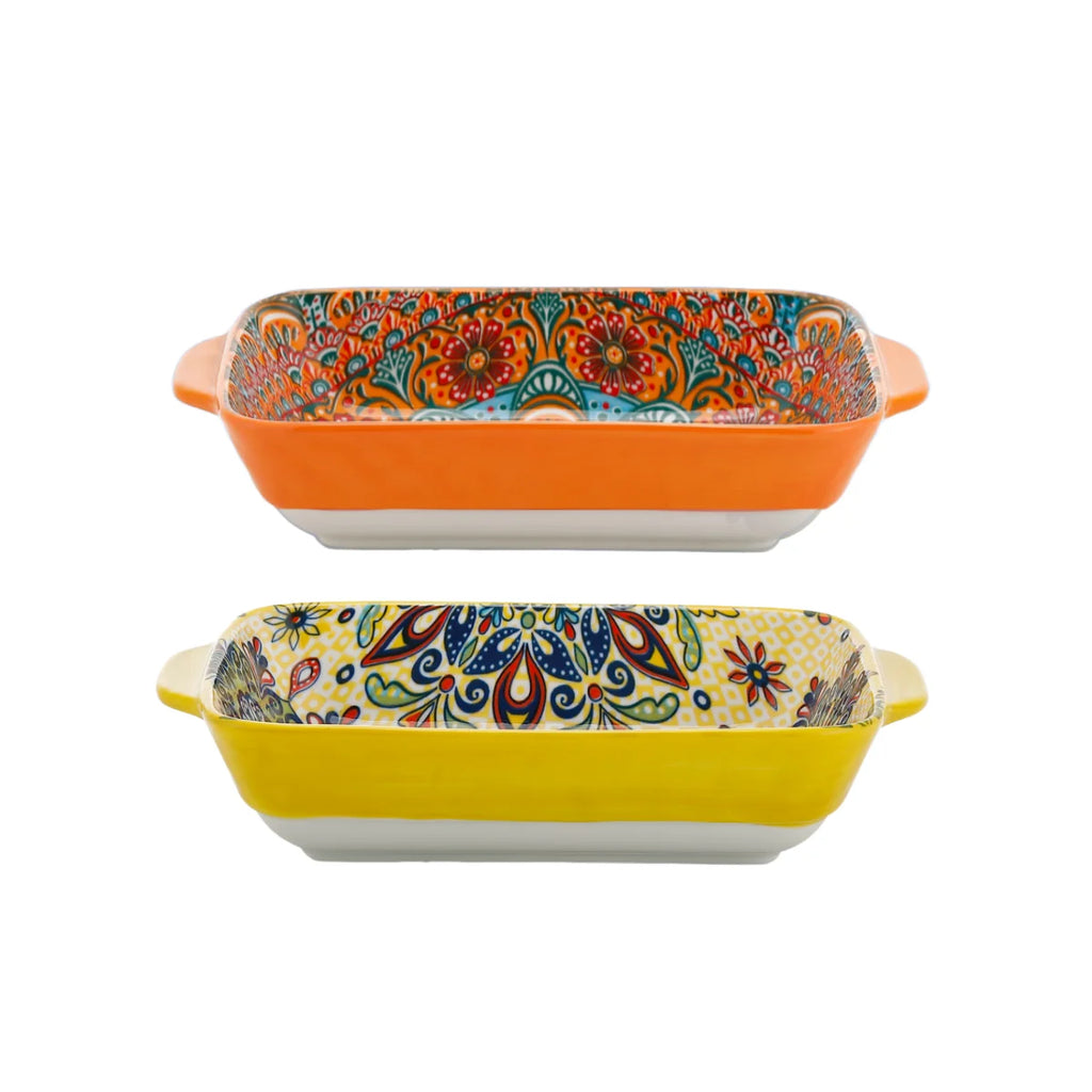 New Bohemian Egg-shaped Ceramic Baking Pan Pasta Plate Fruit Salad Plate Colorful Combination Set 9 inch