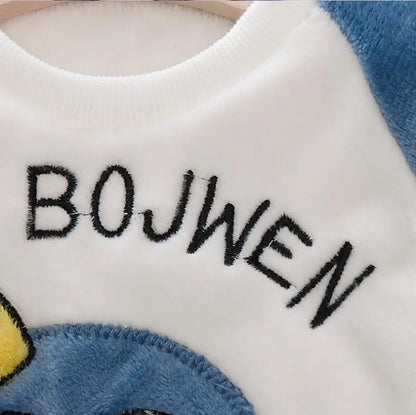 Baby Girl Clothing Set Plush Flannel Cartoon Pullover Sweater+Pant Autumn Winter Kids 2Pcs Outfit Boys Tracksuit Casual Suit