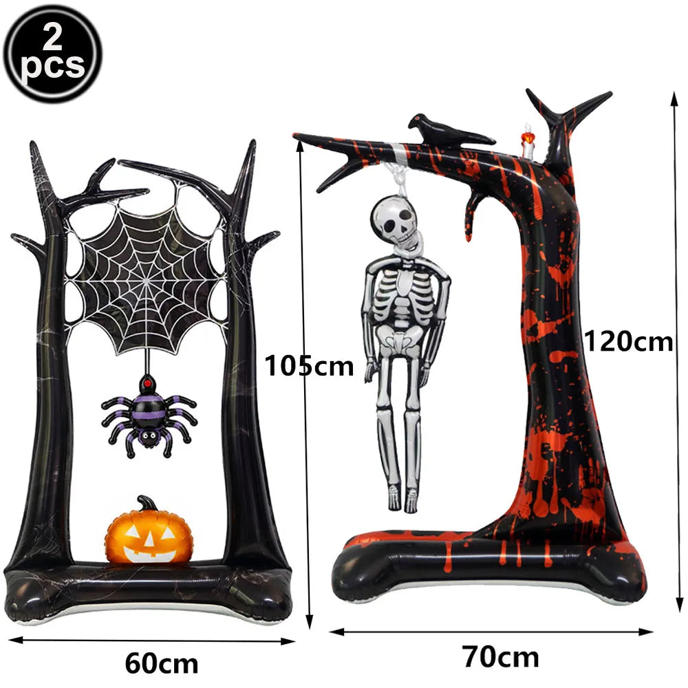 Halloween Standing Pumpkin Balloons Inflatable Pumpkin Aluminum Foil Balloon Halloween Indoor Outdoor Party Decorations Supplies