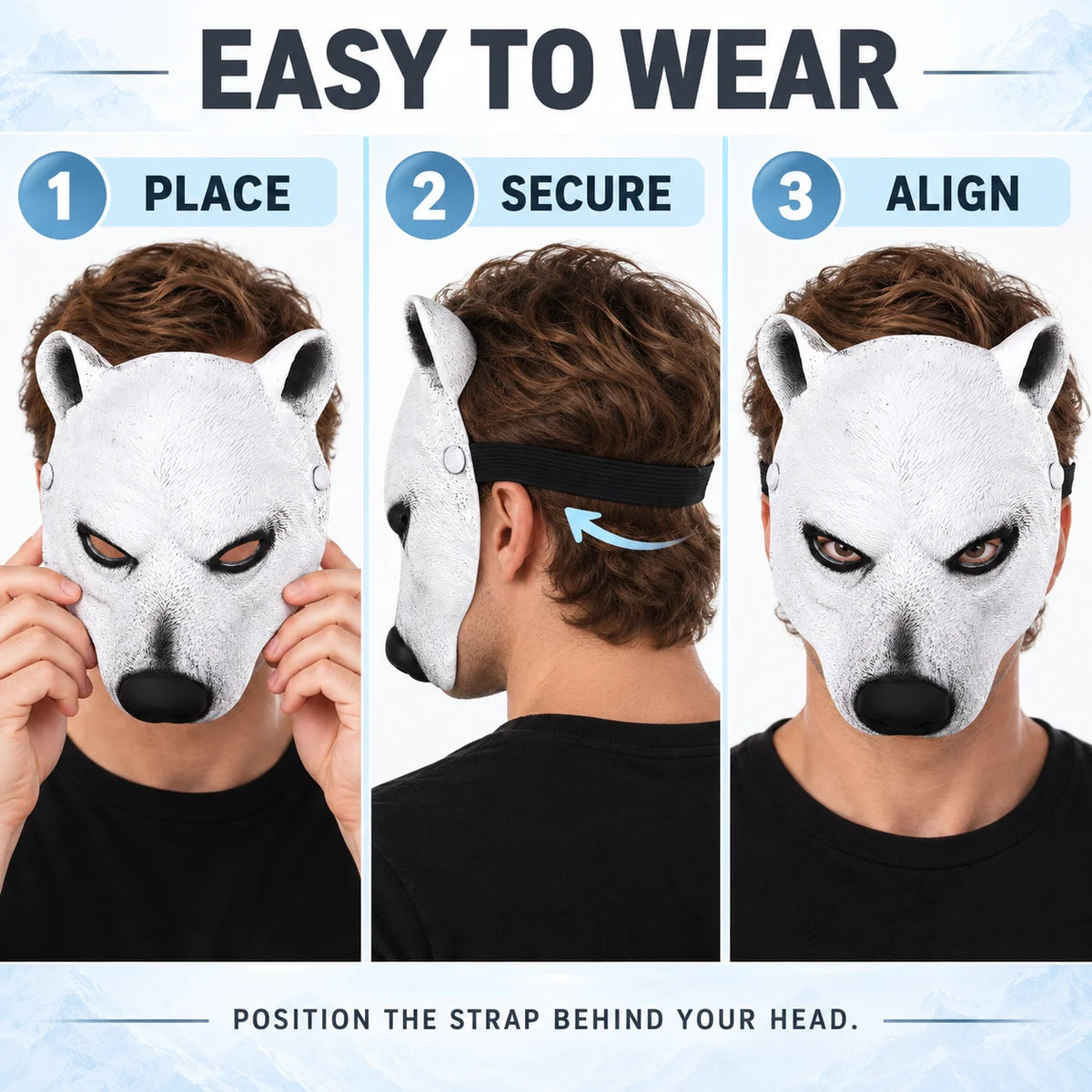 Realistic White Polar Bear Mask Animal Face Costume Prop 3D Bear Head Mask Halloween Cosplay Masquerade Party Decoration
