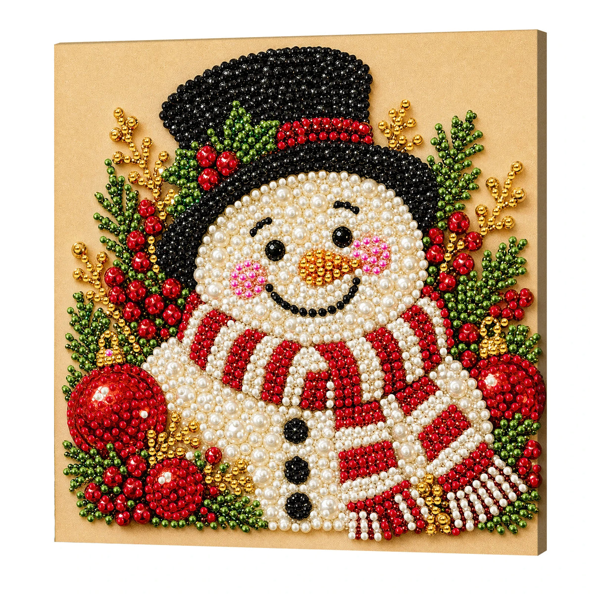 Christmas Pearl Painting DIY Kit with Frame 20x20cm Self-Adhesive Canvas 3D Bead Art Craft Adults
