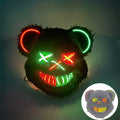 Halloween Horror Light Up Mask Glowing Bloody Bear Killer Mask Flashing Neon Scary Bear Mask for Cosplay Mask Purim Props