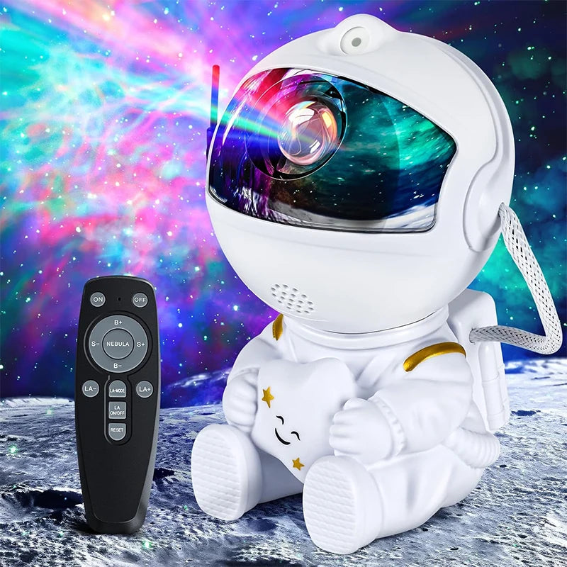 Astronaut Galaxy Projector Night Light White Holding Star, Stars Projectors Lamp for Kids Bedroom, Space Decor & Gift