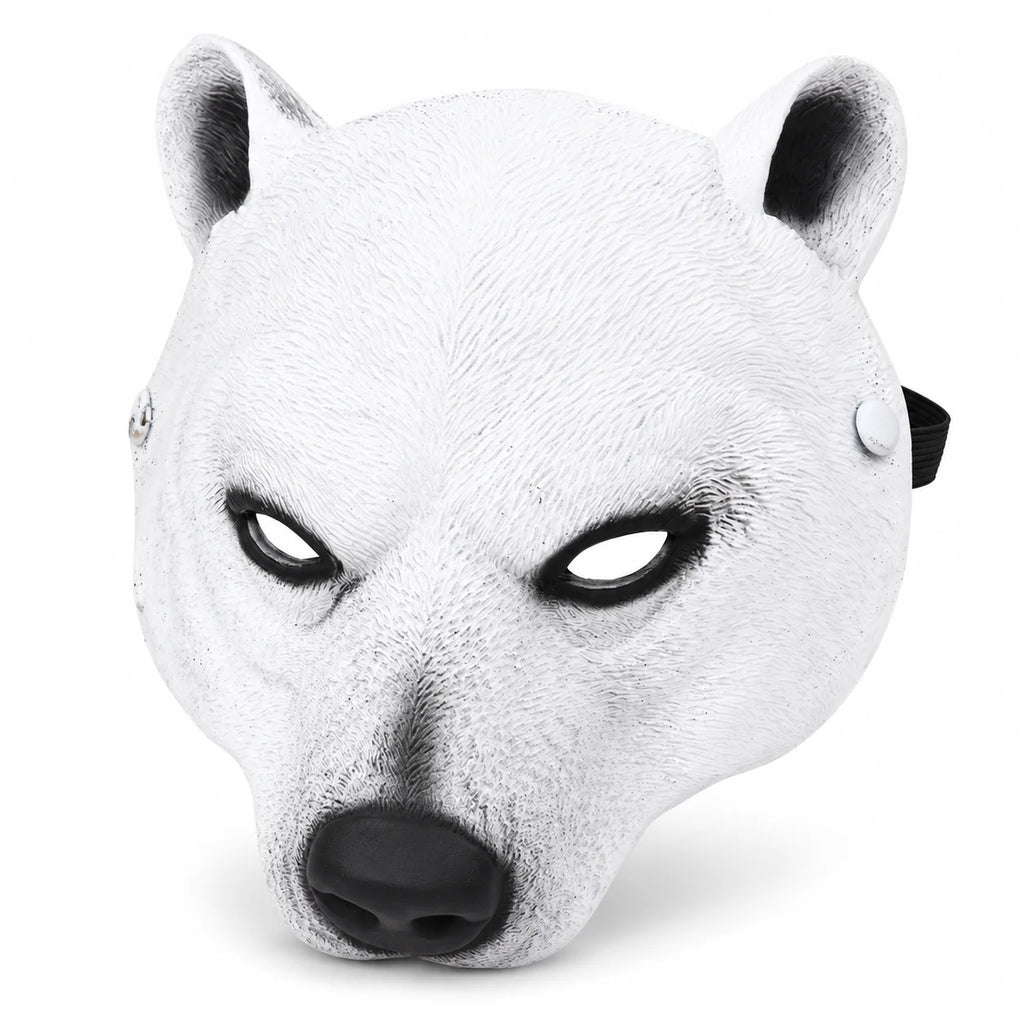 Realistic White Polar Bear Mask Animal Face Costume Prop 3D Bear Head Mask Halloween Cosplay Masquerade Party Decoration