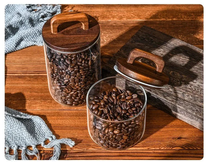 Clear Glass Food Storage Jar with Bamboo Lid – Airtight Canister for Tea, Coffee, Sugar & Spices