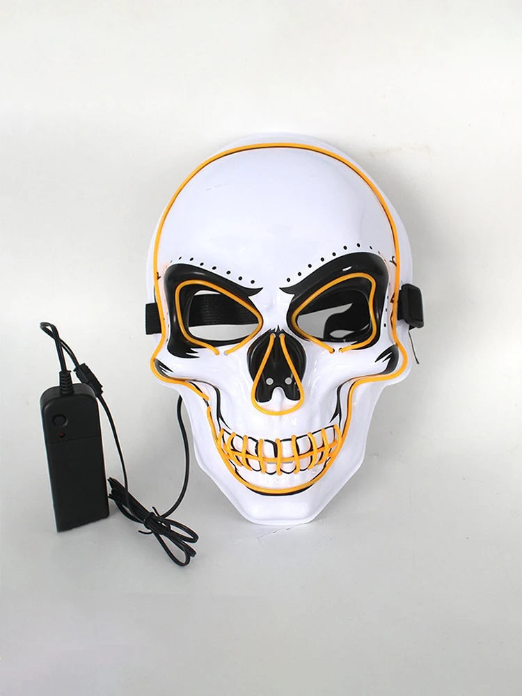 LED Skull Mask Light Up Skeleton Face Halloween Horror Costume Prop for Rave Festival Cosplay Masquerade Party Men Women Adults