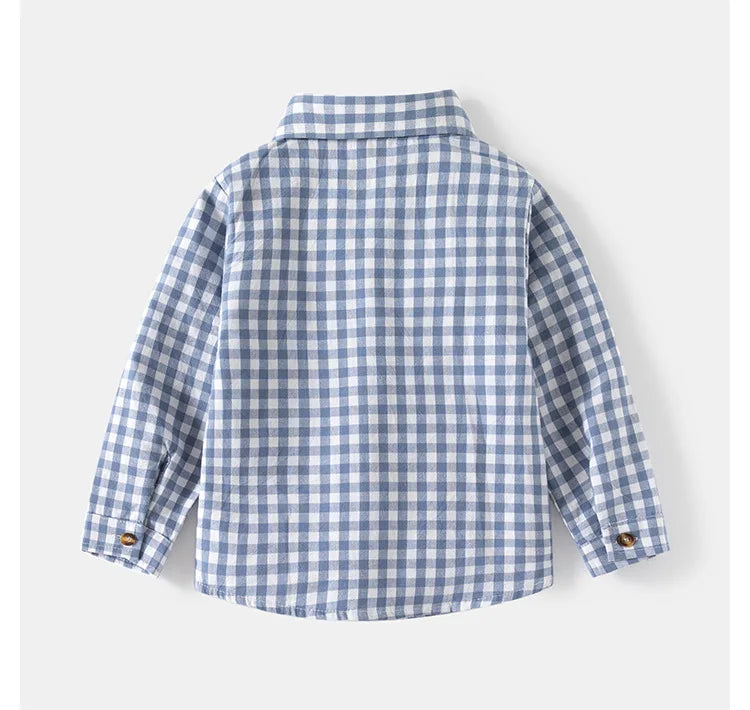 New Children's Clothes  Kids Shirts With Collar Boys' Cotton Long Sleeved Baby Clothing Casual Top Plaid Blouse for Boys 2-7Y