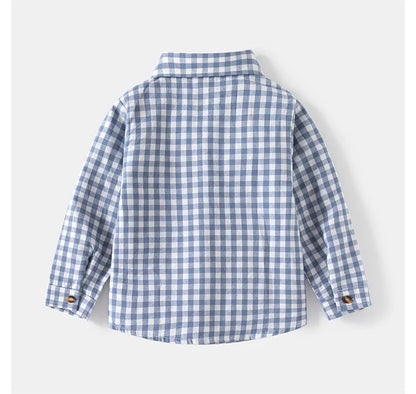 New Children's Clothes  Kids Shirts With Collar Boys' Cotton Long Sleeved Baby Clothing Casual Top Plaid Blouse for Boys 2-7Y