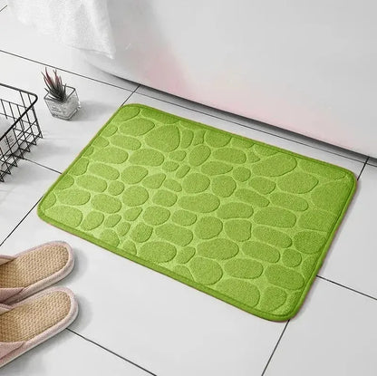 Memory Foam Bathroom Mat – Embossed Velvet Non-Slip Floor Rug for Bathroom & Living Room