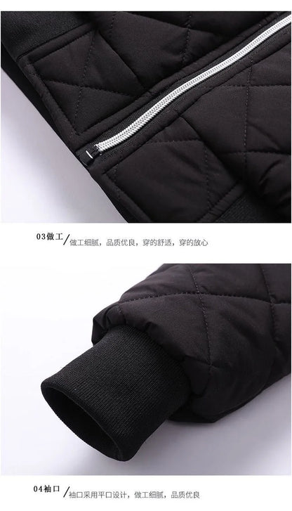 Autumn Winter Bomber Jacket Men Diamond Pattern Fleece Lined Casual Jacket Men Fashion Clothing 2026 Brand New Slim Fit Coat