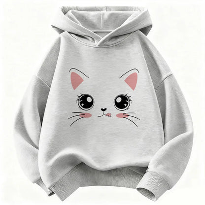Kids' Kawaii Cat Pullover Hoodie for Boys & Girls