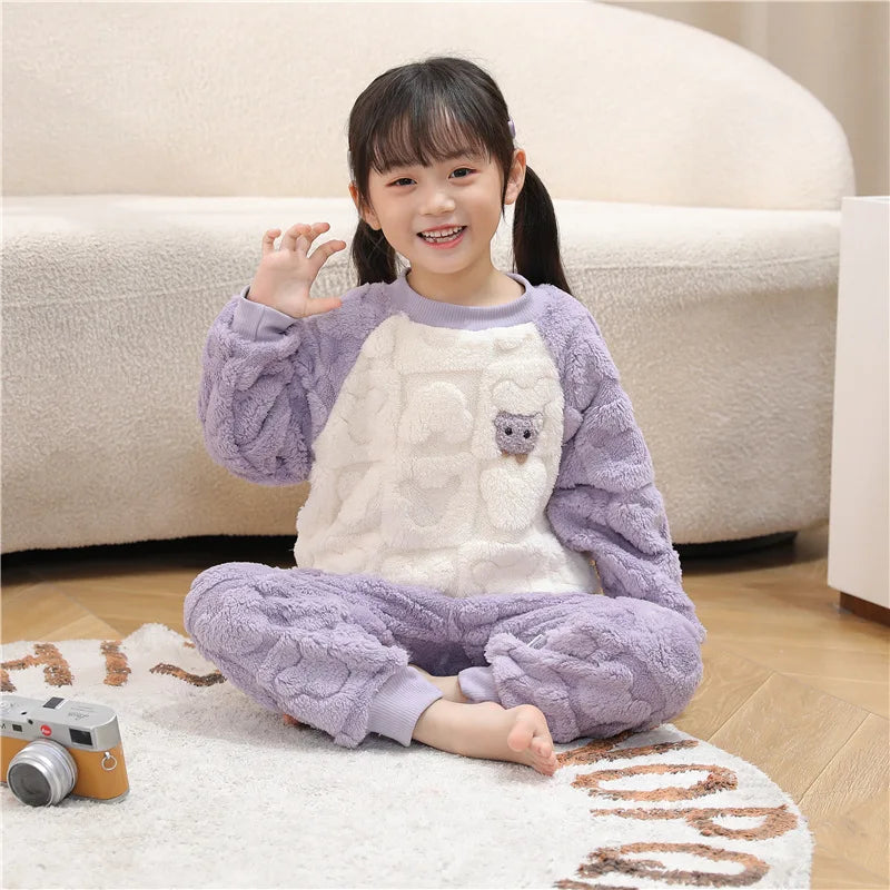 Kids Pajamas for Boys 1 2 3 4 5 6 7 8 9 10 11 12 Years Flannel Sleepwear Set Bear Pyjamas Blue Children Pijamas Clothing
