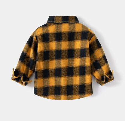 New Children's Clothes  Kids Shirts With Collar Boys' Cotton Long Sleeved Baby Clothing Casual Top Plaid Blouse for Boys 2-7Y