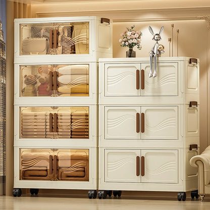 Foldable Storage Box with Clear Door – Spacious Plastic Organizer for Clothes, Toys & Books