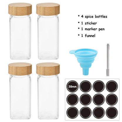 Glass Spice Jars with Bamboo Lids, 120ml