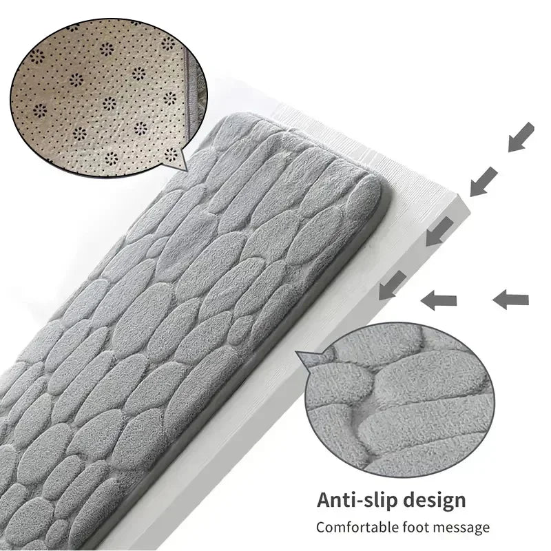 Memory Foam Bathroom Mat – Embossed Velvet Non-Slip Floor Rug for Bathroom & Living Room