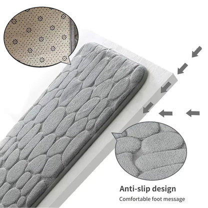 Memory Foam Bathroom Mat – Embossed Velvet Non-Slip Floor Rug for Bathroom & Living Room