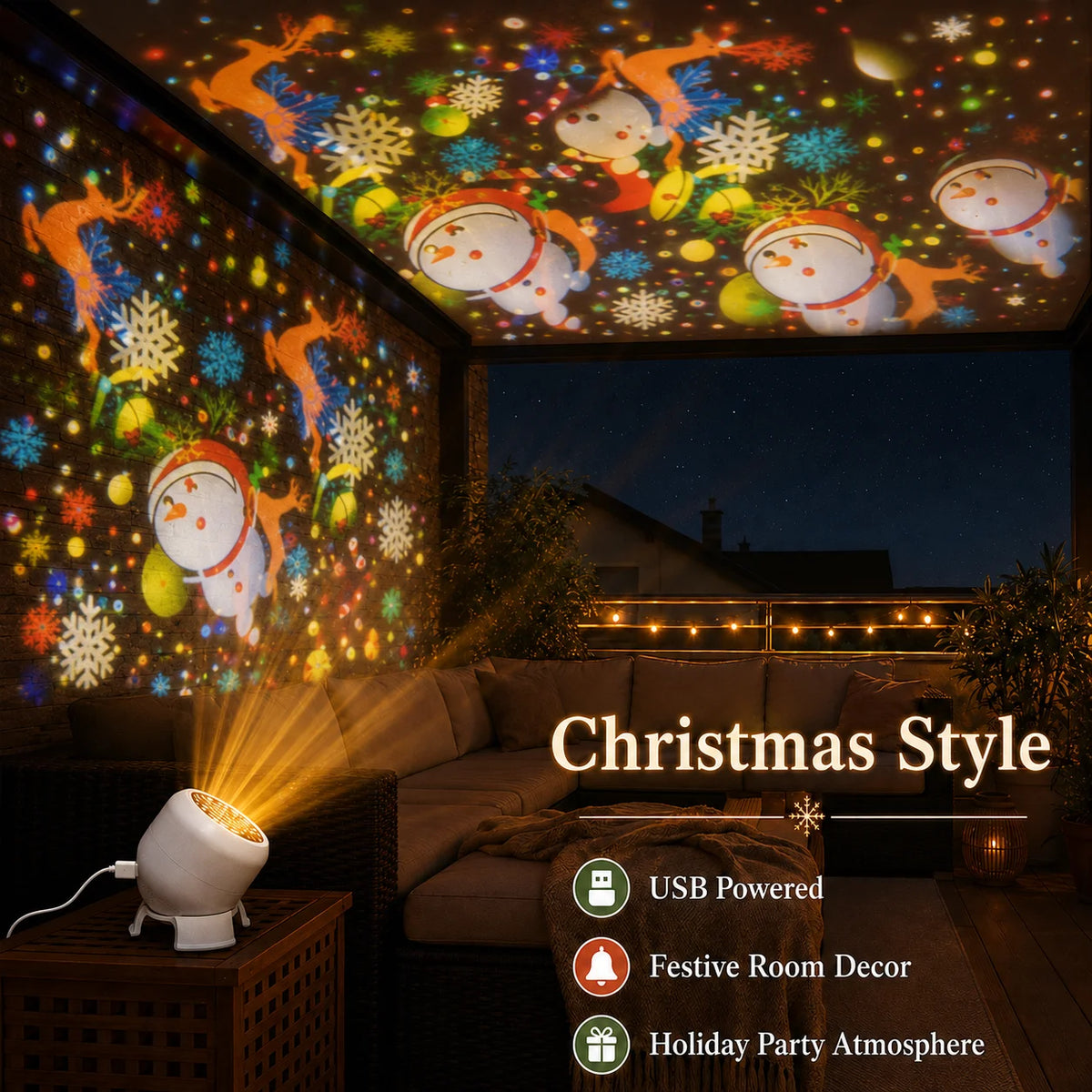 360° Rotating Starry Ocean Projection Night Light Dynamic Projector Decorative Lamp Ocean-Themed Projection Light Festival Gift