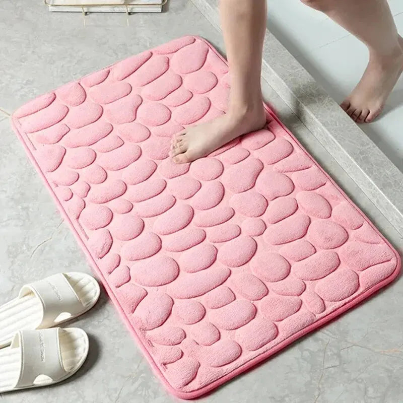 Memory Foam Bathroom Mat – Embossed Velvet Non-Slip Floor Rug for Bathroom & Living Room