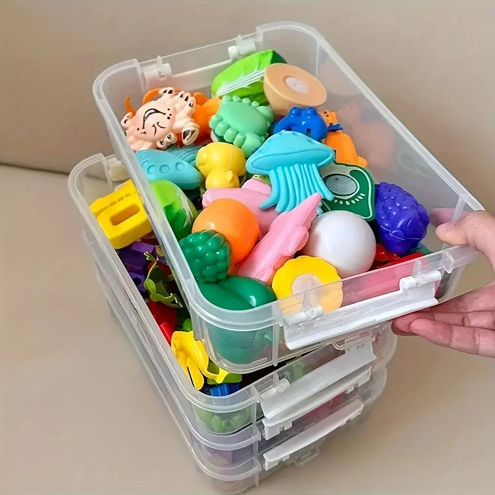 4-Tier Transparent Storage Box with Partitioned Drawers – Plastic Organizer for Tools, Crafts & Small Items